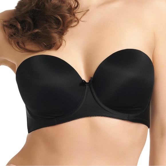 Freya Deco 28E Black Strapless Convertible Moulded Cup Bra - Picture 2 of 11